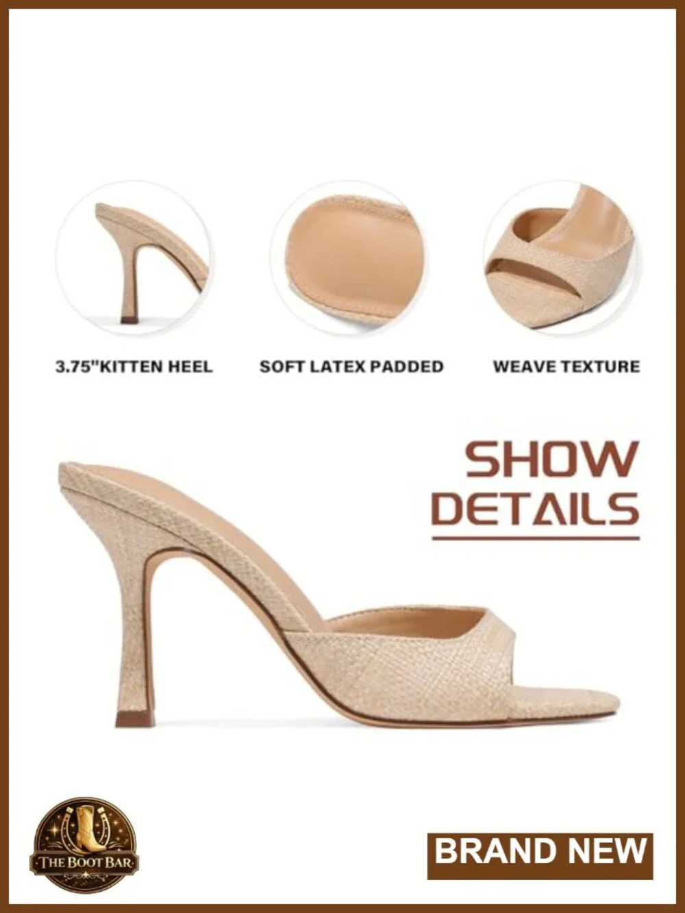 Women's Espadrille Kitten Heel Sandals Open Toe Raffia Slip On Stiletto Summer